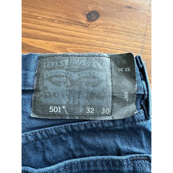 LEVIS 501 Button Fly Straight Leg, Black Label 32x30 Royal Blue, 100% Cotton - Picture 2 of 14